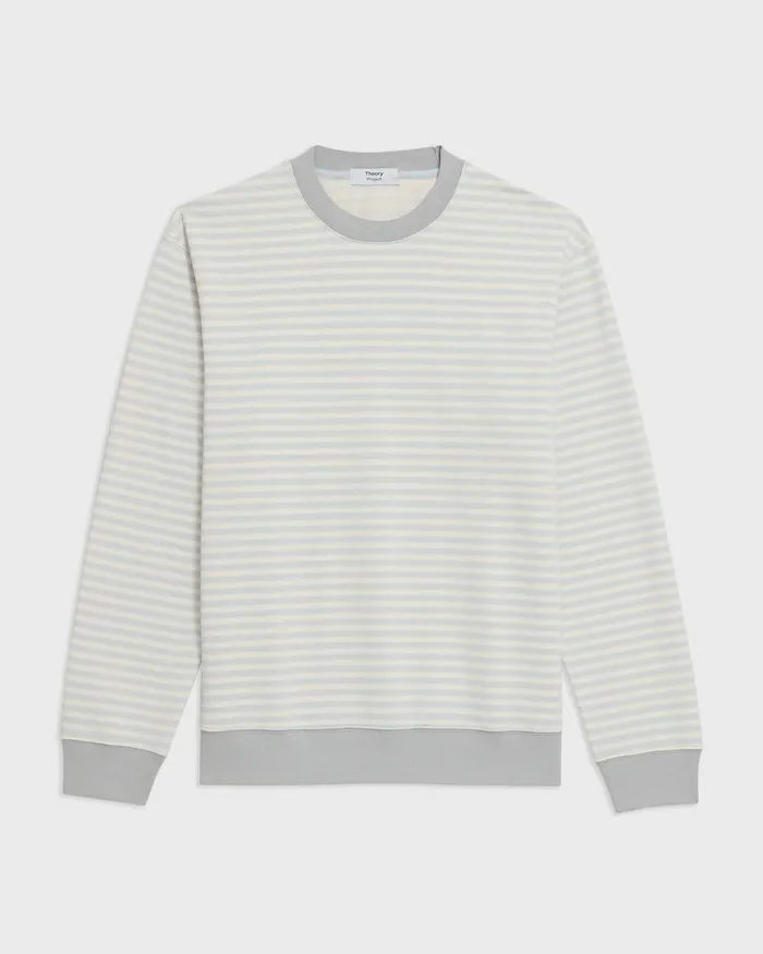 Men Sweatshirts Hoodies Theory Striped Terry Sweatshirt Ecrusilver