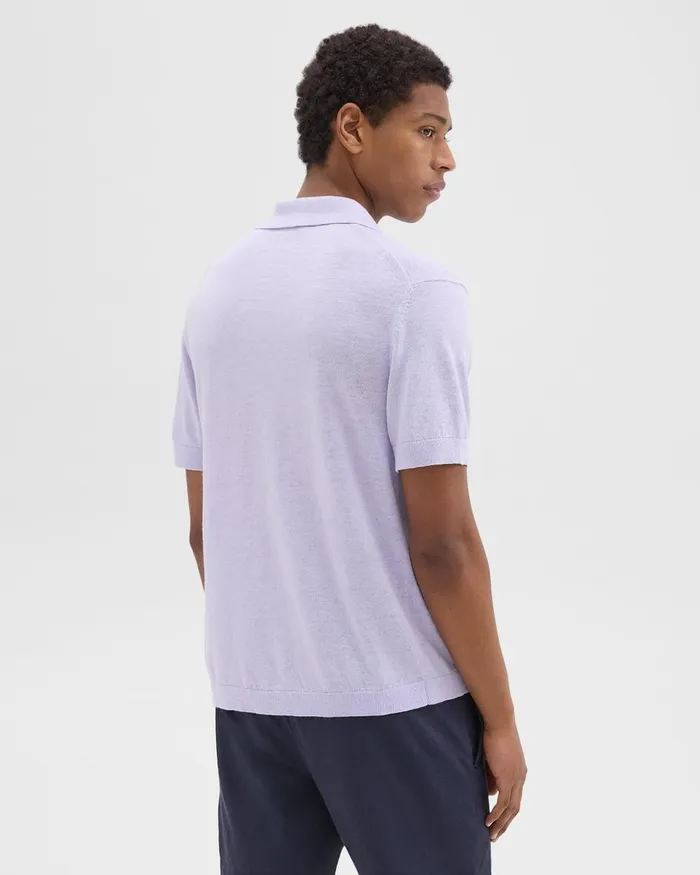 Men TShirts Polos Theory Brenan Polo Shirt In CottonLinen Soft Iris