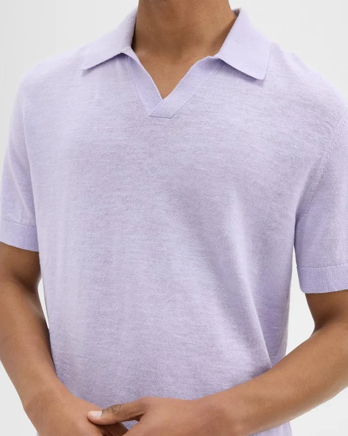 Men TShirts Polos Theory Brenan Polo Shirt In CottonLinen Soft Iris