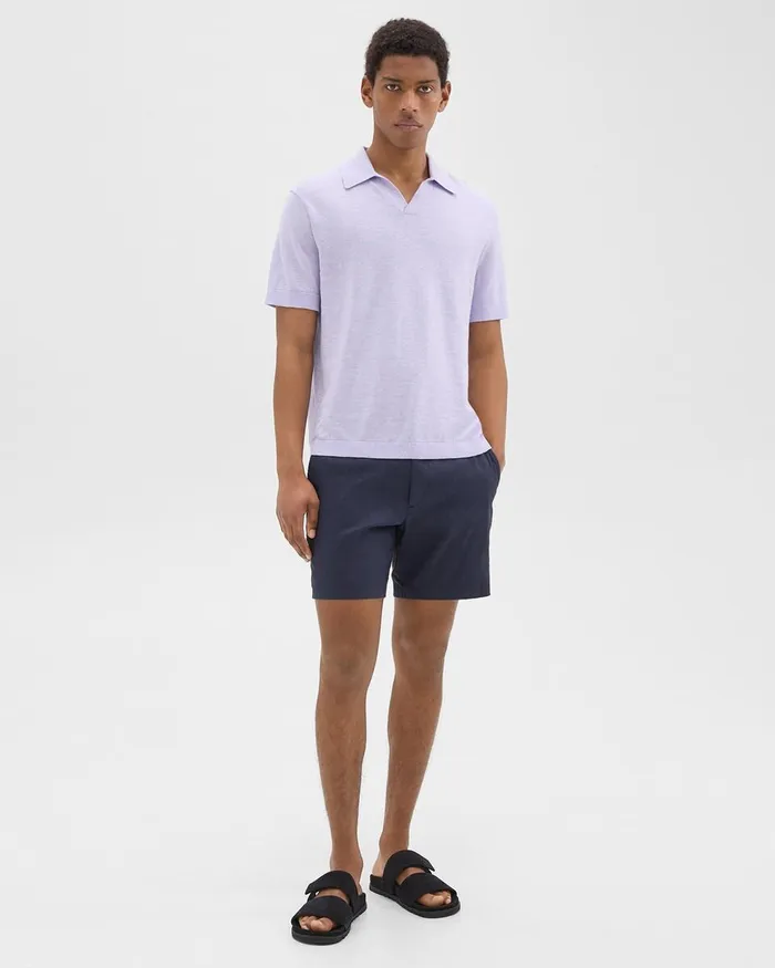 Men TShirts Polos Theory Brenan Polo Shirt In CottonLinen Soft Iris
