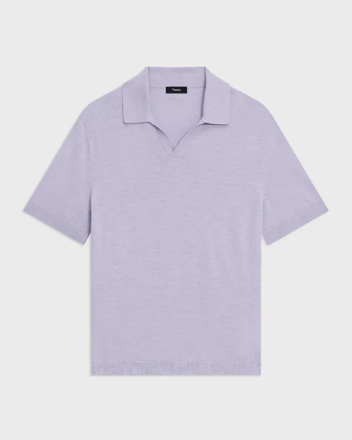 Men TShirts Polos Theory Brenan Polo Shirt In CottonLinen Soft Iris