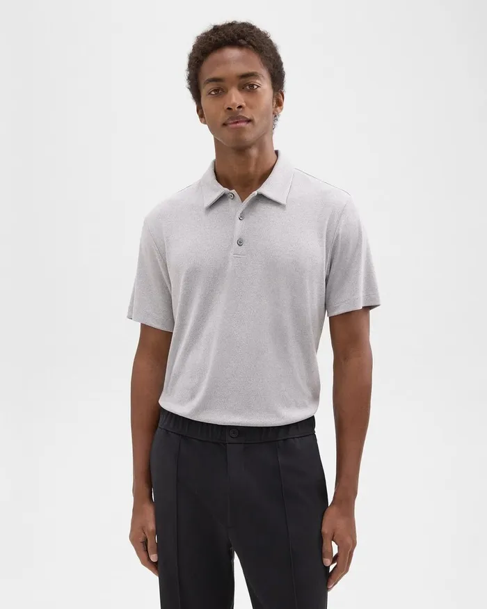 Men TShirts Polos Theory Bron Polo Shirt In Anemone Modal Jersey Grey Multi