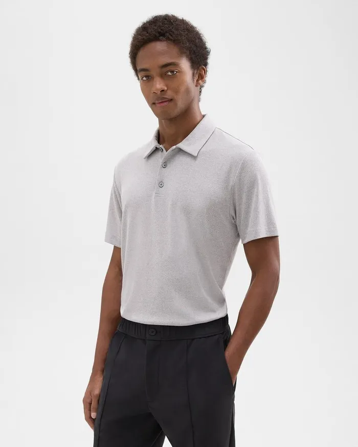 Men TShirts Polos Theory Bron Polo Shirt In Anemone Modal Jersey Grey Multi