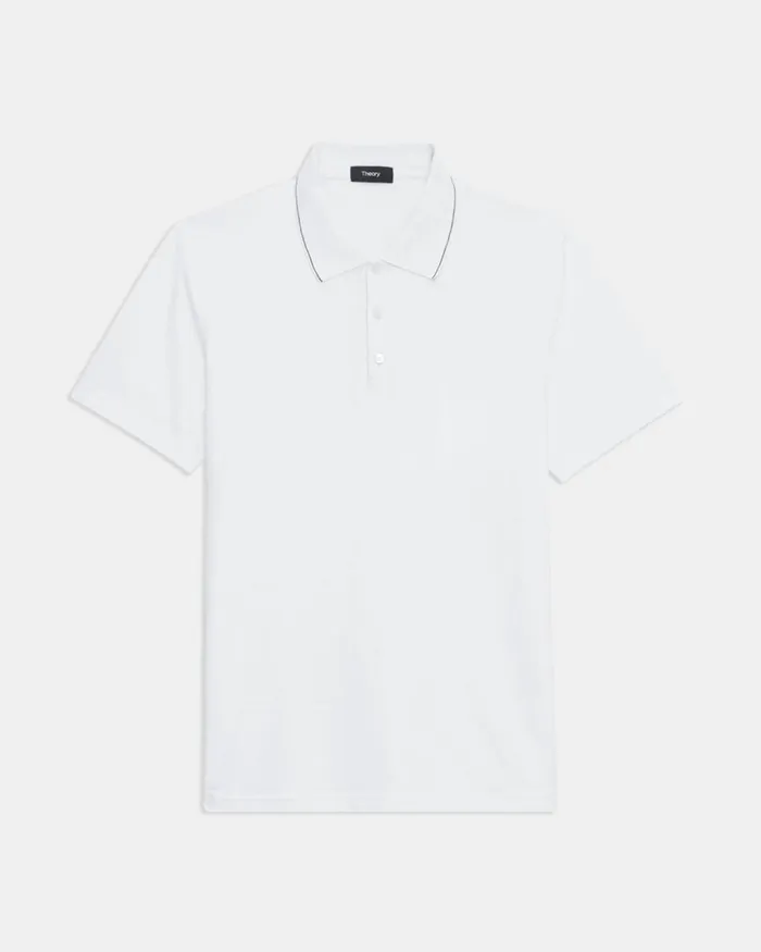 Men TShirts Polos Theory Bron Polo Shirt In Slub Cotton White