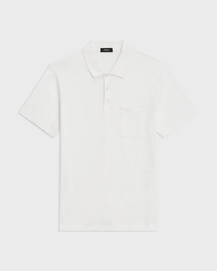 Men TShirts Polos Theory Bron Polo Shirt In Slub Cotton White