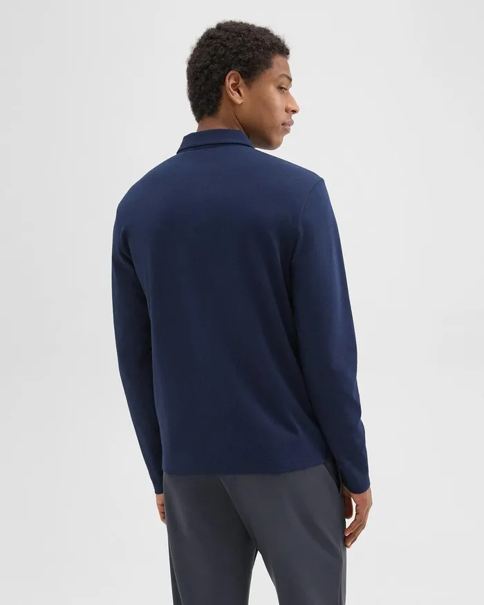 Men TShirts Polos Theory LongSleeve Polo Shirt In Cotton Jersey Baltic