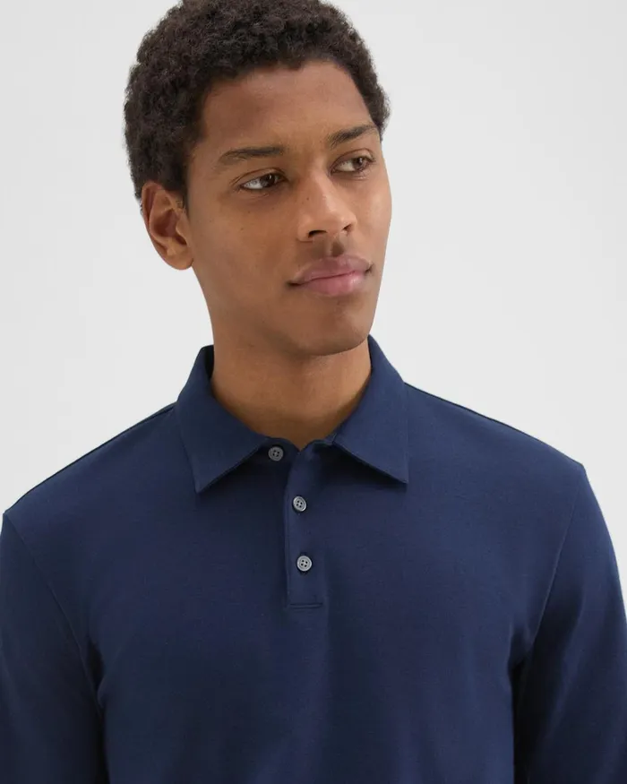 Men TShirts Polos Theory LongSleeve Polo Shirt In Cotton Jersey Baltic