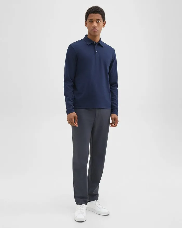 Men TShirts Polos Theory LongSleeve Polo Shirt In Cotton Jersey Baltic