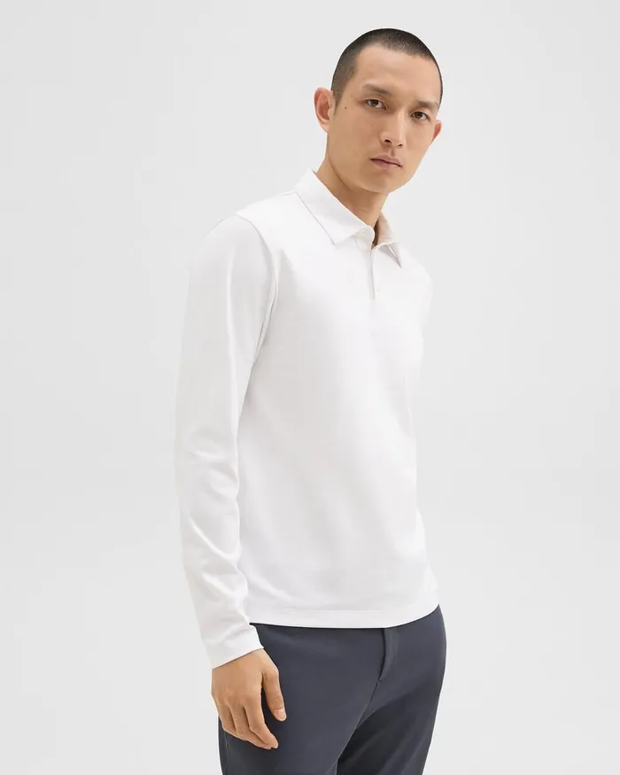 Men TShirts Polos Theory LongSleeve Polo Shirt In Cotton Jersey White