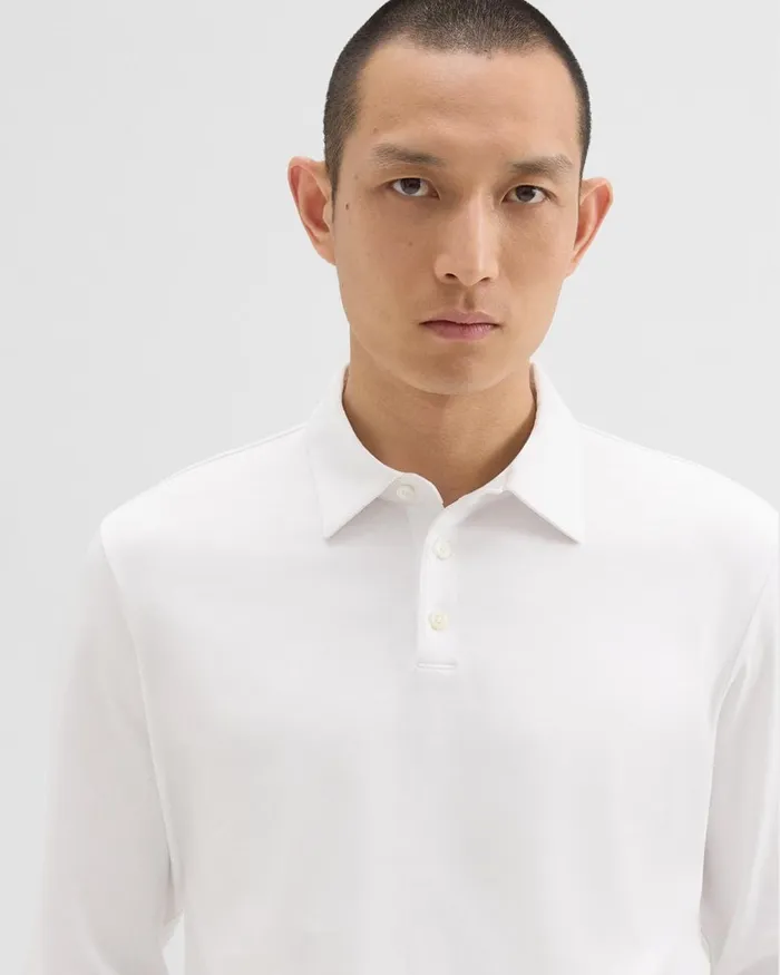Men TShirts Polos Theory LongSleeve Polo Shirt In Cotton Jersey White