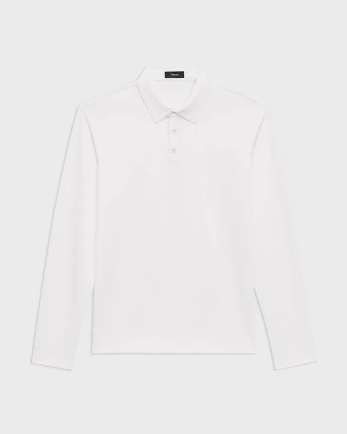 Men TShirts Polos Theory LongSleeve Polo Shirt In Cotton Jersey White