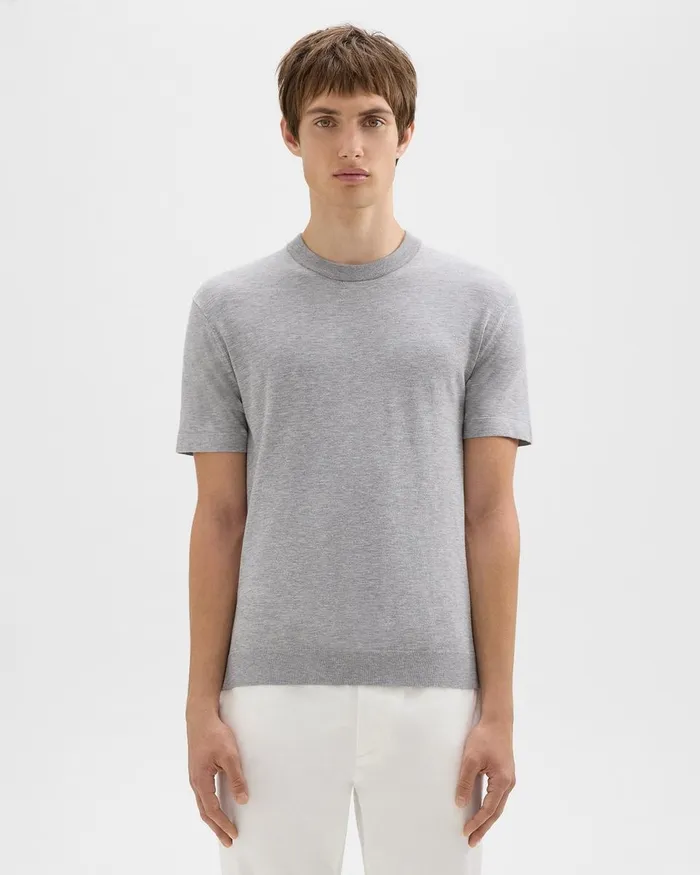 Men TShirts Polos Theory Sarior Tee In Light Bilen Light Grey Heather
