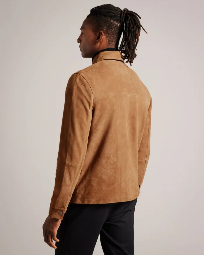 Men THIERRY 8211 Suede Zip Through Shacket Tan Ted Baker Coats and Jackets Men THIERRY 8211 Suede Zip Through Shacket Tan Ted Baker Coats and Jackets