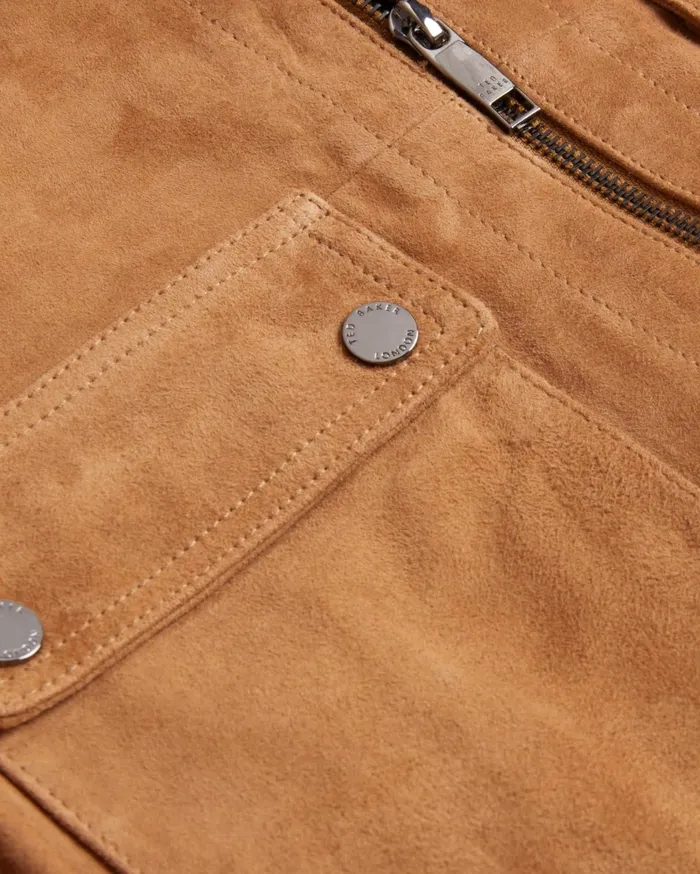 Men THIERRY 8211 Suede Zip Through Shacket Tan Ted Baker Coats and Jackets Men THIERRY 8211 Suede Zip Through Shacket Tan Ted Baker Coats and Jackets
