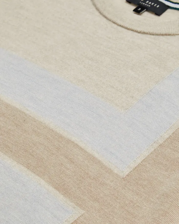 Men TILTZ 8211 Colour Block Print Wool TShirt Taupe Ted Baker Tops Men TILTZ 8211 Colour Block Print Wool TShirt Taupe Ted Baker Tops