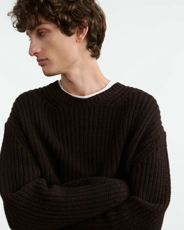 Men TYLER SWEATER Dark Brown Sweaters Nili Lotan