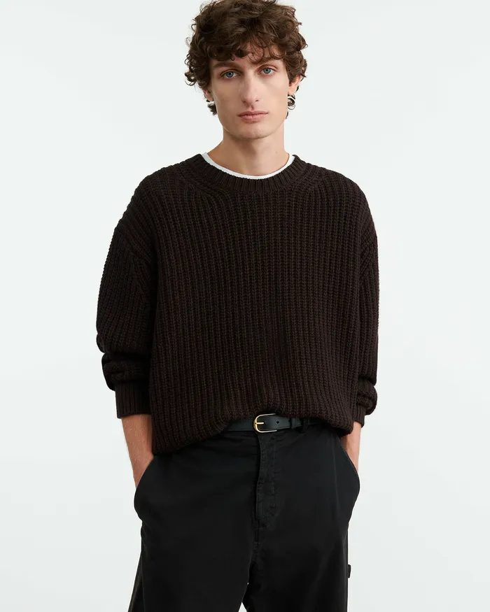 Men TYLER SWEATER Dark Brown Sweaters Nili Lotan