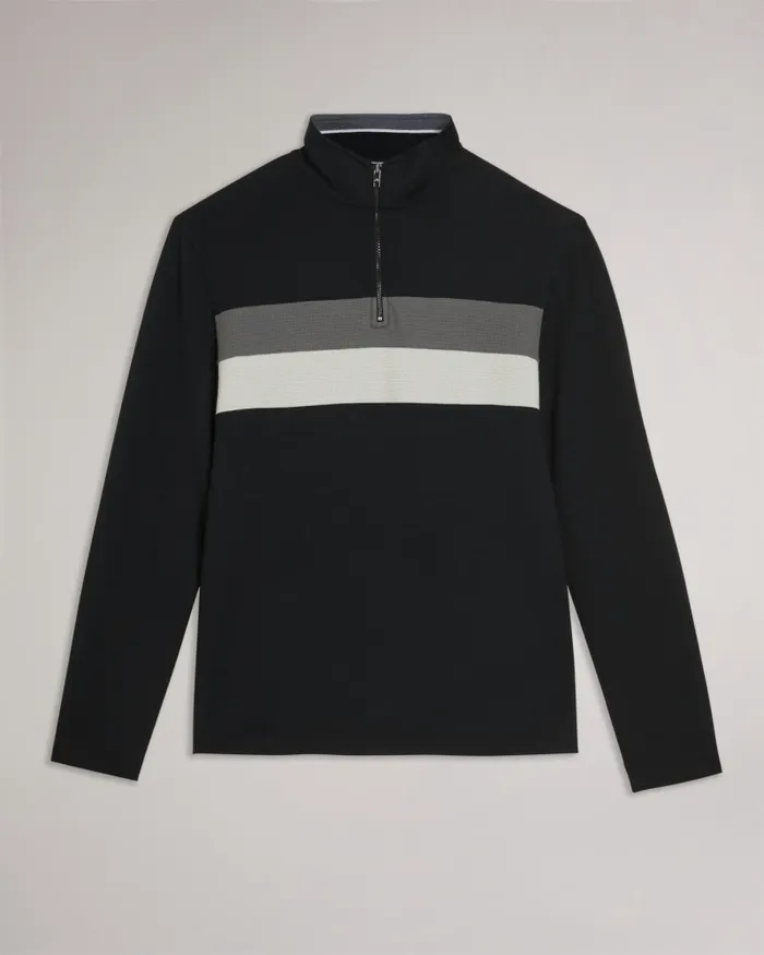 Men VELLER 8211 Long Sleeve Half Zip Jumper Black Ted Baker Tops