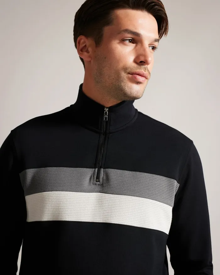Men VELLER 8211 Long Sleeve Half Zip Jumper Black Ted Baker Tops Men VELLER 8211 Long Sleeve Half Zip Jumper Black Ted Baker Tops