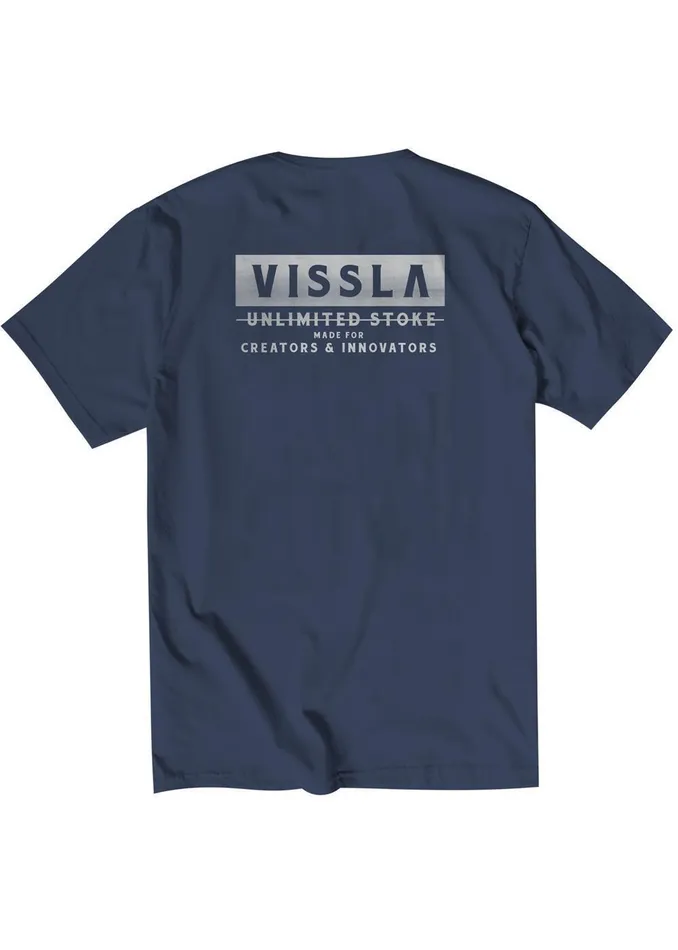 Men Vissla Blockhead Organic Tee Dark Denim Premium Tees