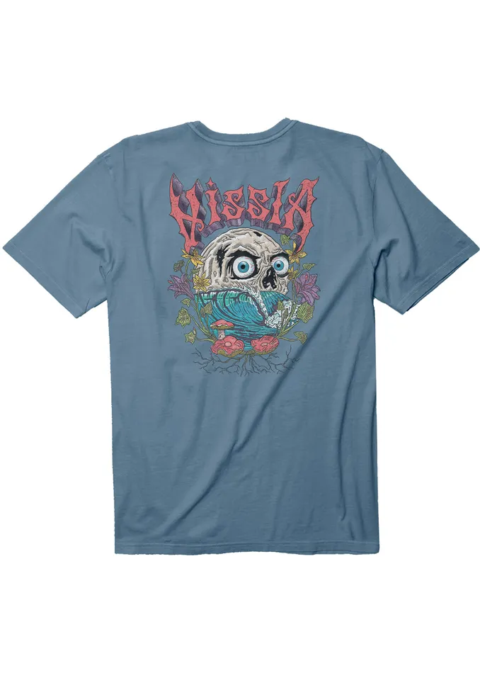 Men Vissla Swelligans Ss Pkt Tee Faded Denim Premium Tees
