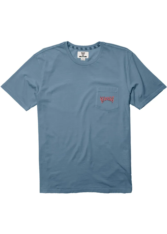 Men Vissla Swelligans Ss Pkt Tee Faded Denim Premium Tees Men Vissla Swelligans Ss Pkt Tee Faded Denim Premium Tees