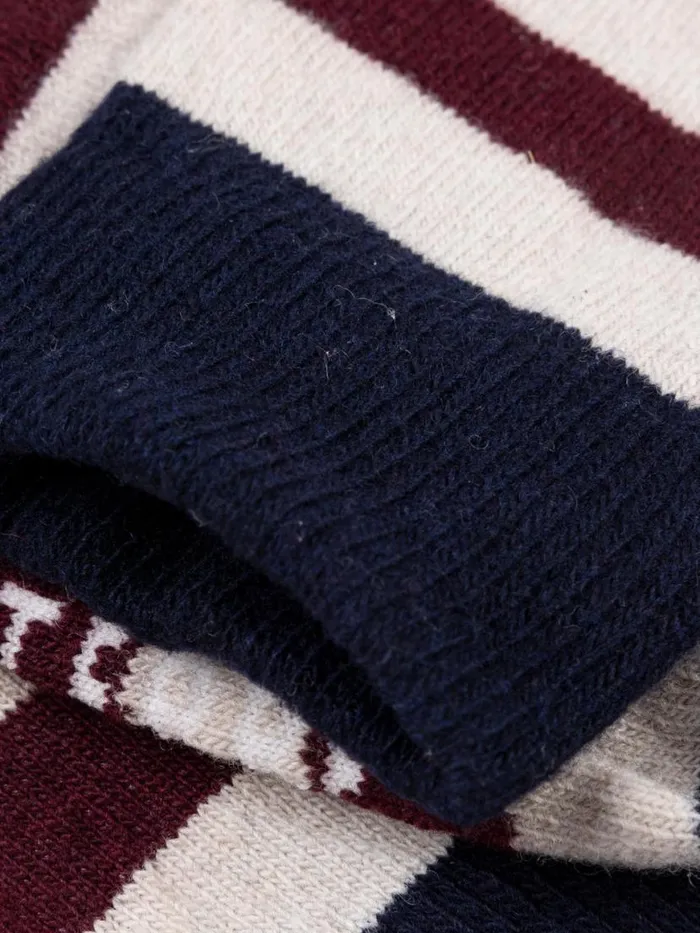 MenWomen Classic Wool Striped Sock Black Cherrynavyoatmeal Finisterre Socks