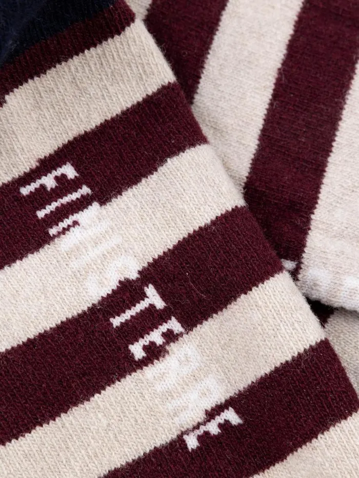 MenWomen Classic Wool Striped Sock Black Cherrynavyoatmeal Finisterre Socks