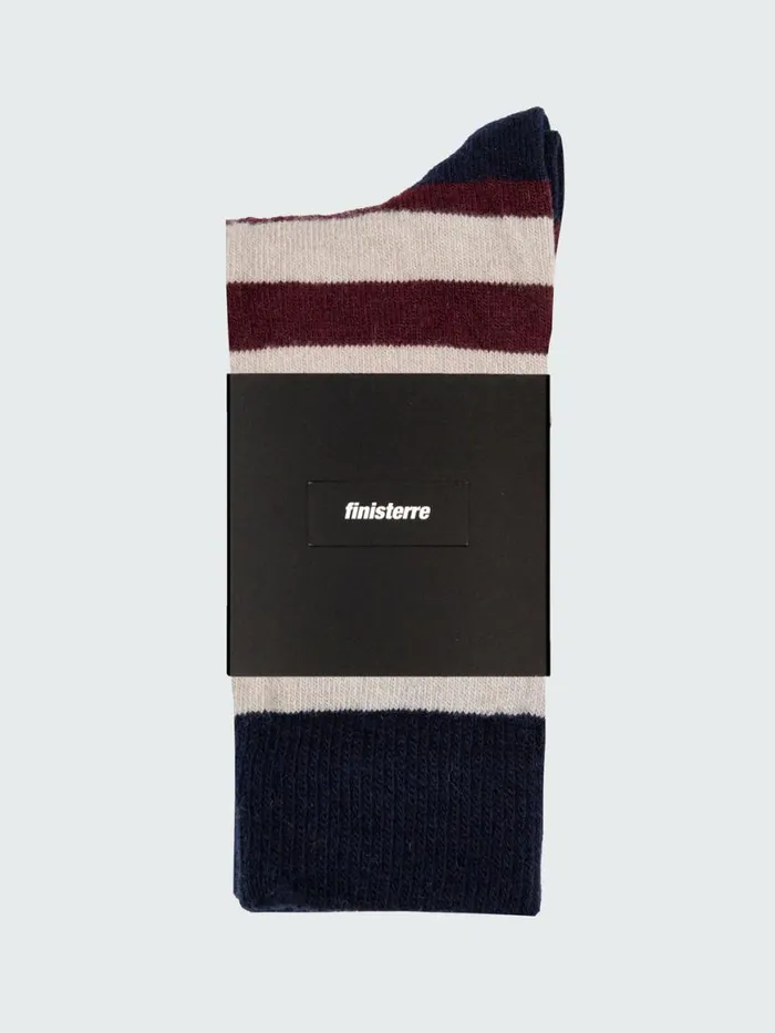 MenWomen Classic Wool Striped Sock Black Cherrynavyoatmeal Finisterre Socks
