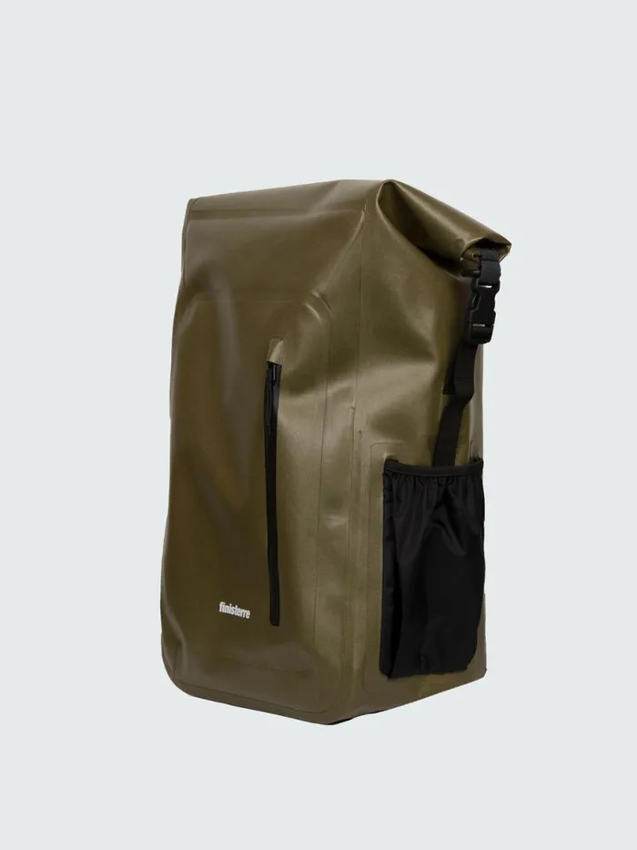MenWomen Drift 30L Waterproof Roll Top Backpack Olive Finisterre Bags