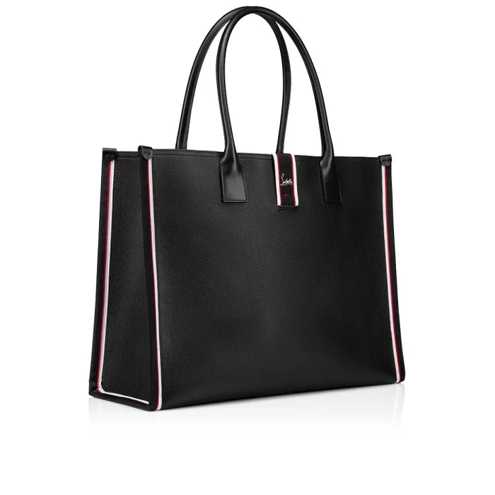 MenWomen Nastroloubi XL Tote Bag 8211 Grained Calf Leather 8211 Black Christian Louboutin Totes