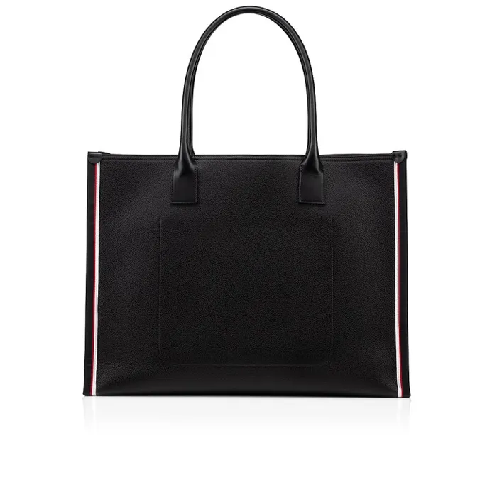 MenWomen Nastroloubi XL Tote Bag 8211 Grained Calf Leather 8211 Black Christian Louboutin Totes