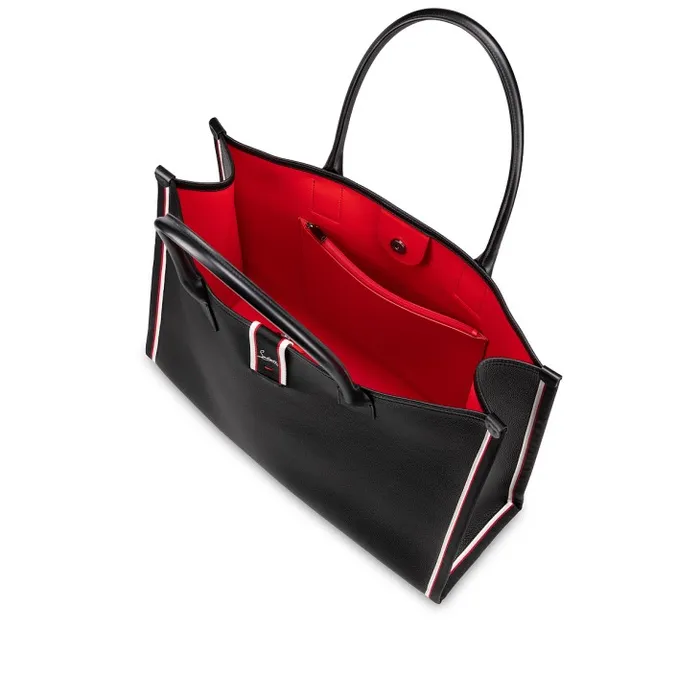 MenWomen Nastroloubi XL Tote Bag 8211 Grained Calf Leather 8211 Black Christian Louboutin Totes
