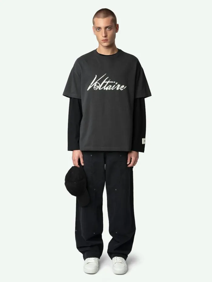 Men Zadig and Voltaire TShirts Teddy Tshirt Carbone