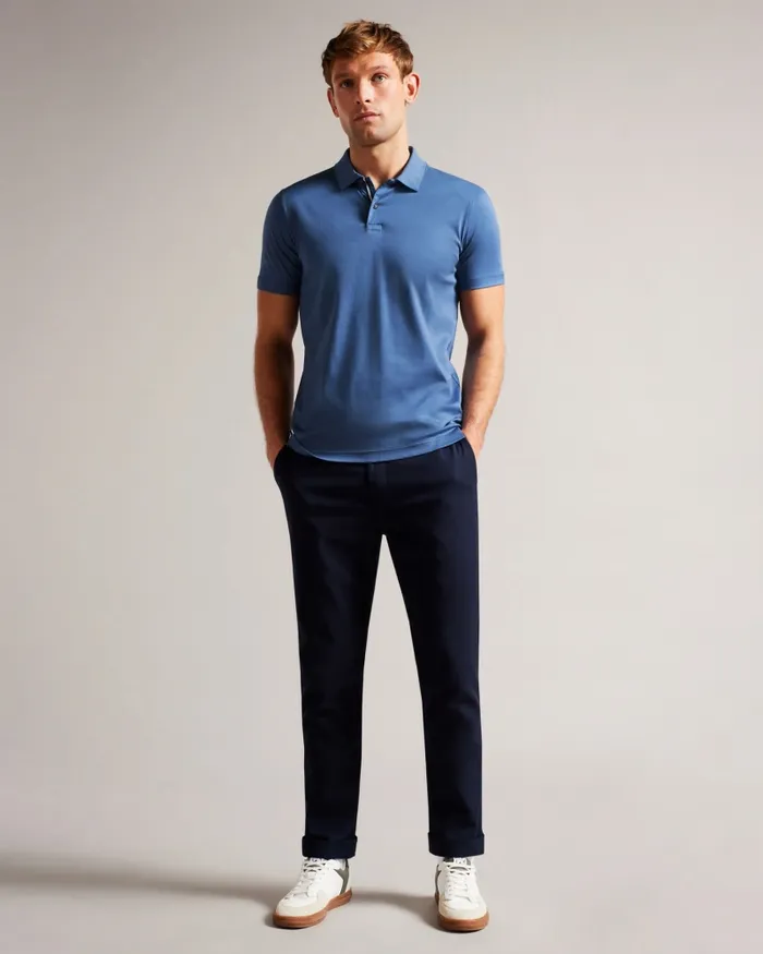 Men ZEITER 8211 Short Sleeve Slim Fit Polo Shirt Dark Blue Ted Baker Polo Shirts Men ZEITER 8211 Short Sleeve Slim Fit Polo Shirt Dark Blue Ted Baker Polo Shirts