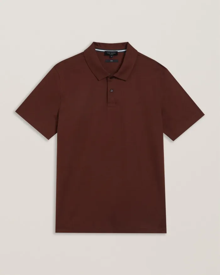 Men ZEITER 8211 Short Sleeve Slim Fit Polo Shirt Dark Brown Ted Baker Tops