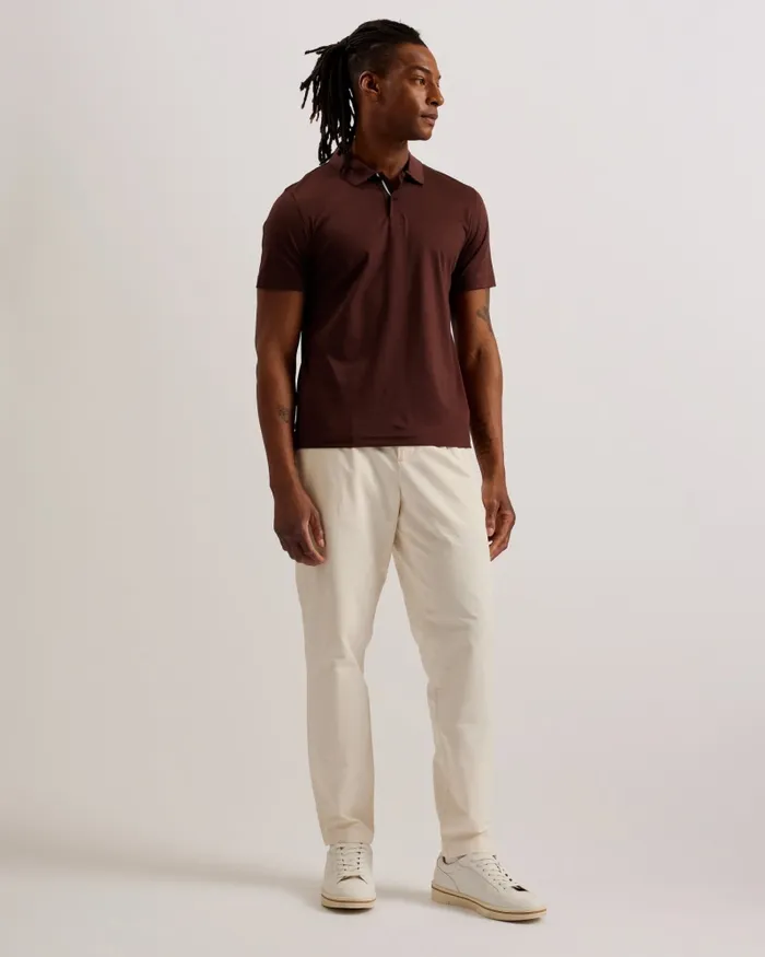 Men ZEITER 8211 Short Sleeve Slim Fit Polo Shirt Dark Brown Ted Baker Tops Men ZEITER 8211 Short Sleeve Slim Fit Polo Shirt Dark Brown Ted Baker Tops