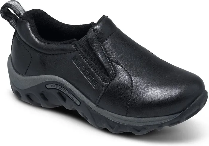 Merrell Big Jungle Moc Leather Black Kids Easy On Easy Off