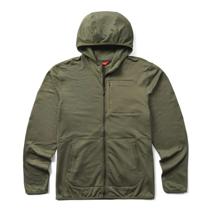 Merrell Geotex Full Zip Hoodie Dusty Olive Heather Men Tops