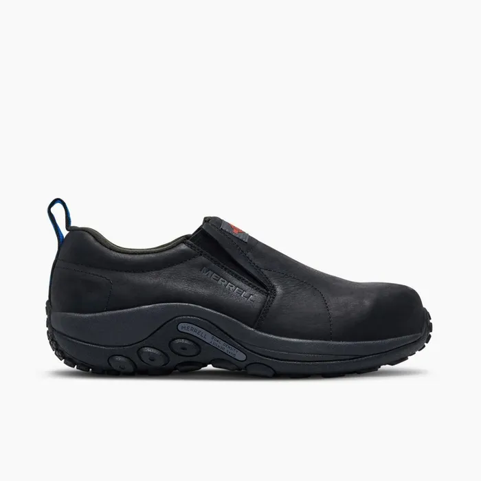 Merrell Jungle Moc Leather Comp Toe Work Shoe Black Men SlipOns