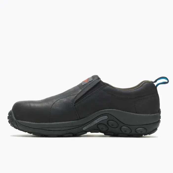 Merrell Jungle Moc Leather Comp Toe Work Shoe Black Men SlipOns
