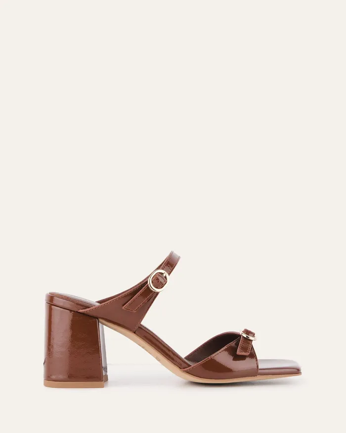 MID SANDALS Spencer mid heel sandals chestnut patent jomercer Women