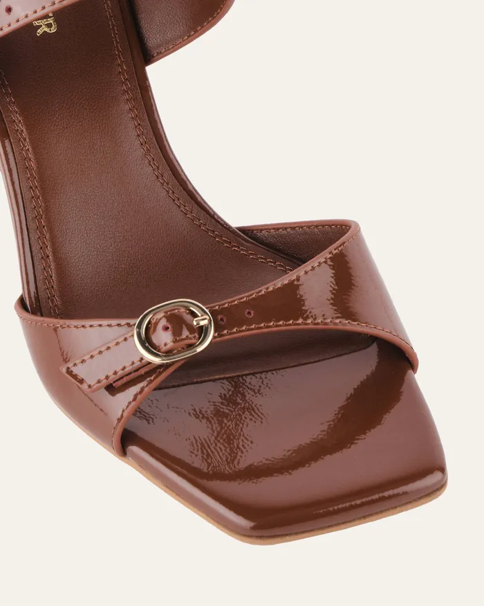 MID SANDALS Spencer mid heel sandals chestnut patent jomercer Women