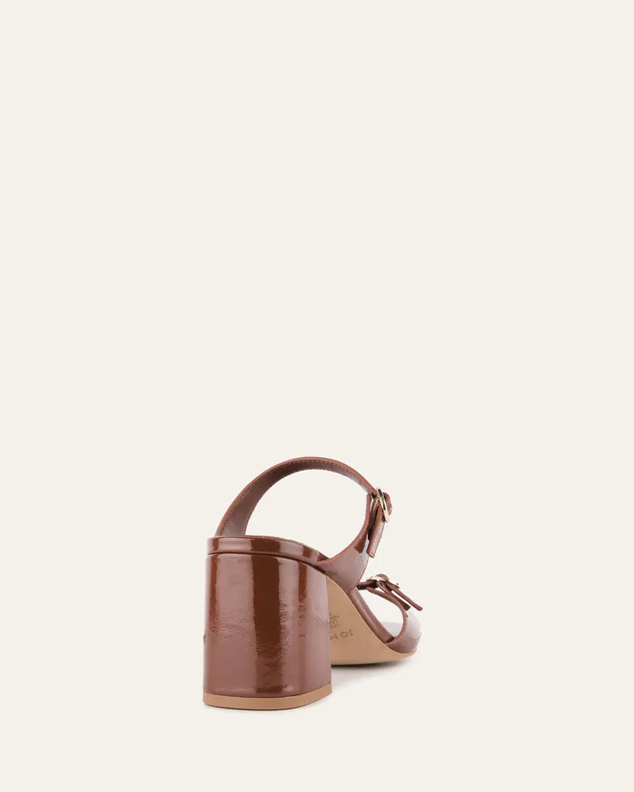 MID SANDALS Spencer mid heel sandals chestnut patent jomercer Women