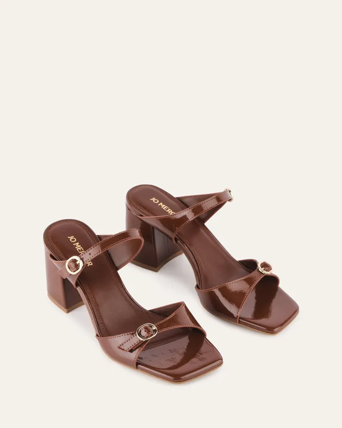 MID SANDALS Spencer mid heel sandals chestnut patent jomercer Women