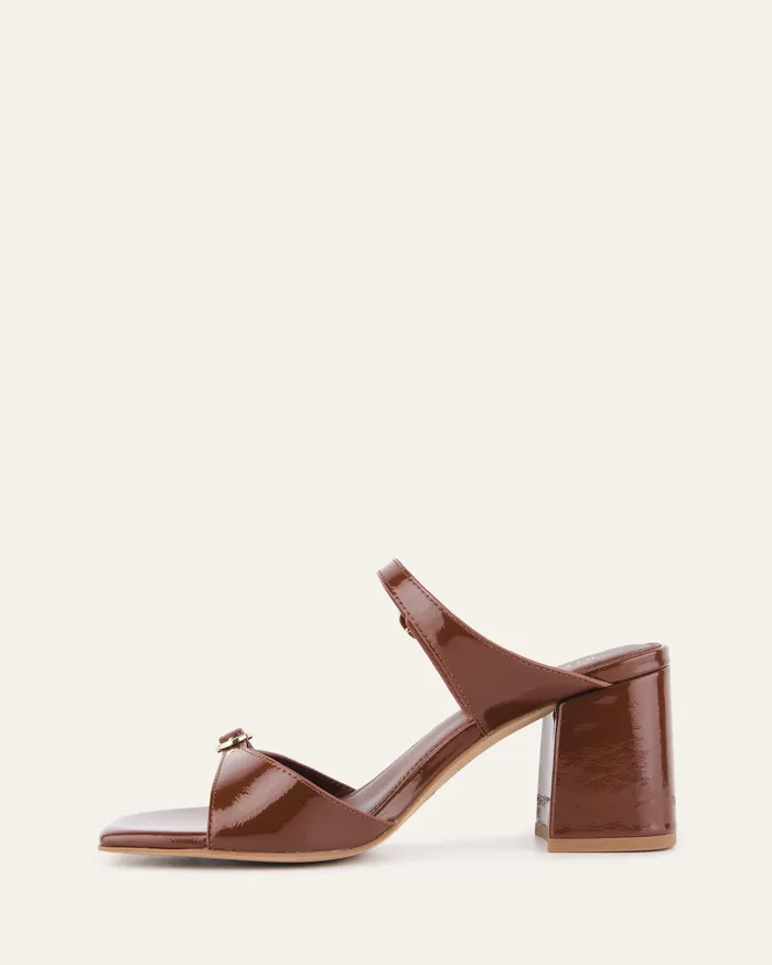 MID SANDALS Spencer mid heel sandals chestnut patent jomercer Women