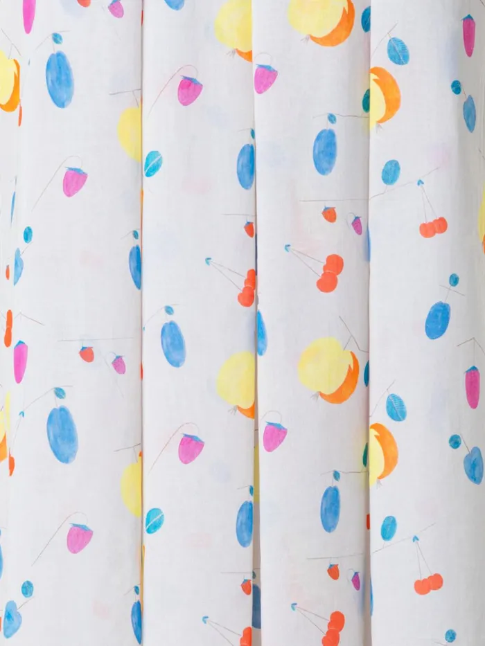Midi Cotton Voile Pleated Skirt With Fruit Print Greigemulticolor Women Akris Skirts