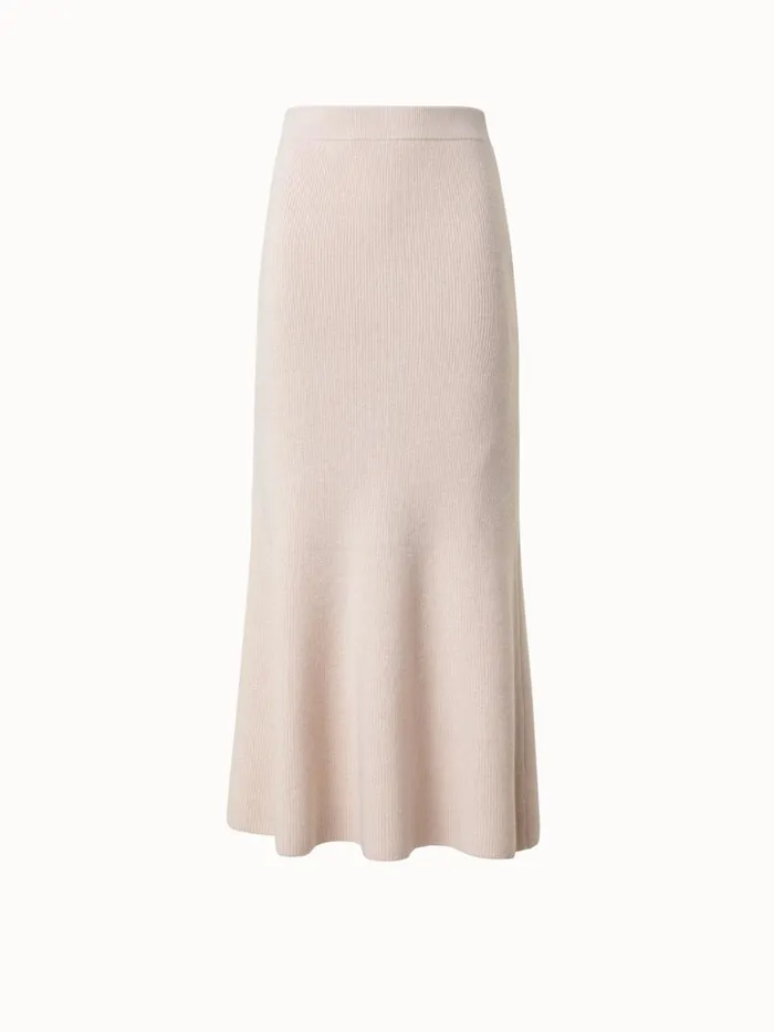Midi Knit Skirt In Ribbed Cashmere Sand Women Akris Knitwear