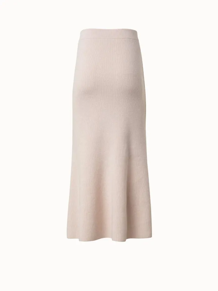 Midi Knit Skirt In Ribbed Cashmere Sand Women Akris Knitwear