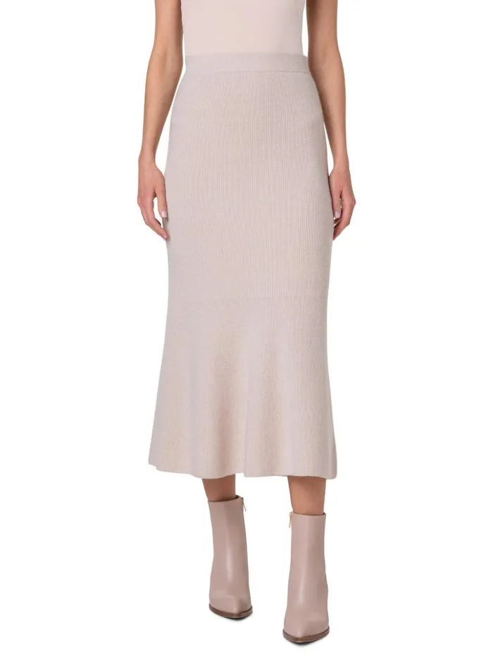 Midi Knit Skirt In Ribbed Cashmere Sand Women Akris Knitwear